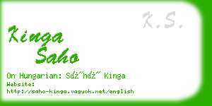 kinga saho business card